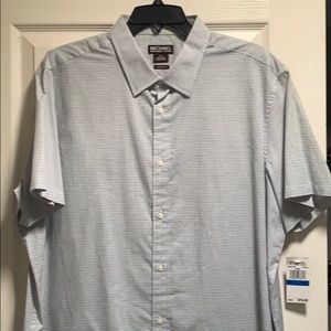 NWT MICHAEL KORS short sleeve blue plaid shirt XL